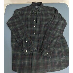 POLO Ralph Lauren men's L/S Classic Fit Shirt M Dark Green Plaid Cotton